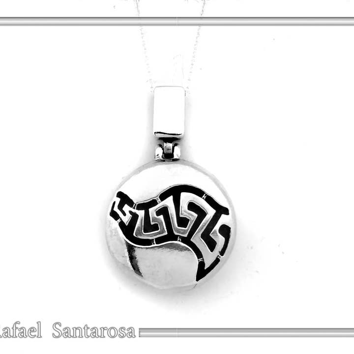 Greek key minimalistic necklace in sterling silver 925, for wholesale by RAFAEL SANTAROSA