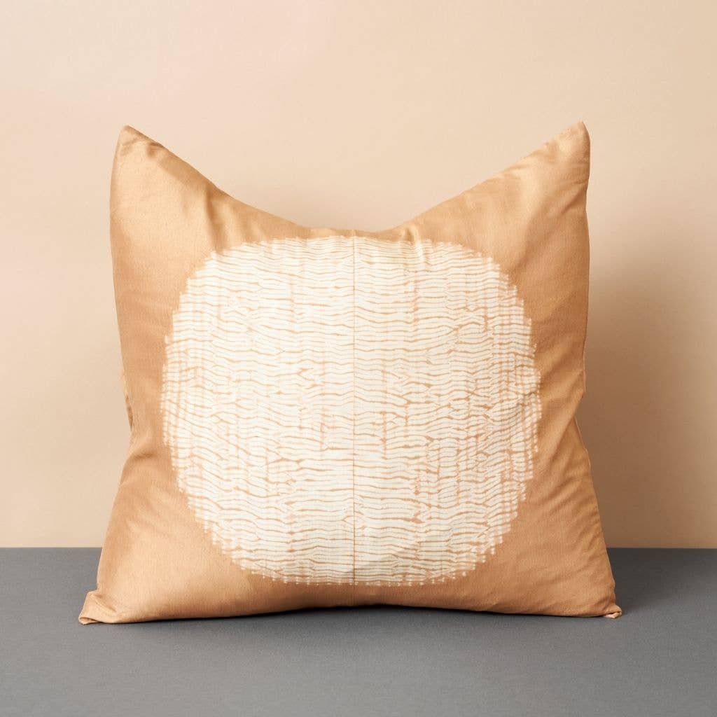 Variously - Wholesale Throw/Decorative Pillow - Shunya Gold Handcrafted Shibori Print Mulberry Silk Pillow10