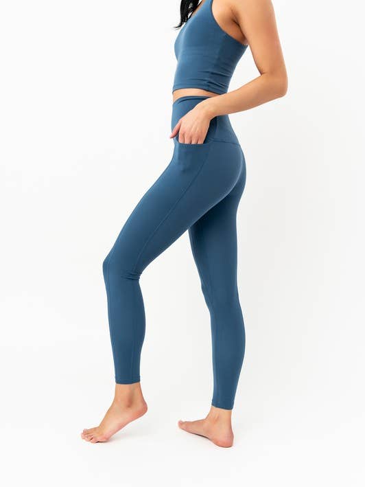 Deep Blue High Waisted Leggings for wholesale by Coral Reef Swim