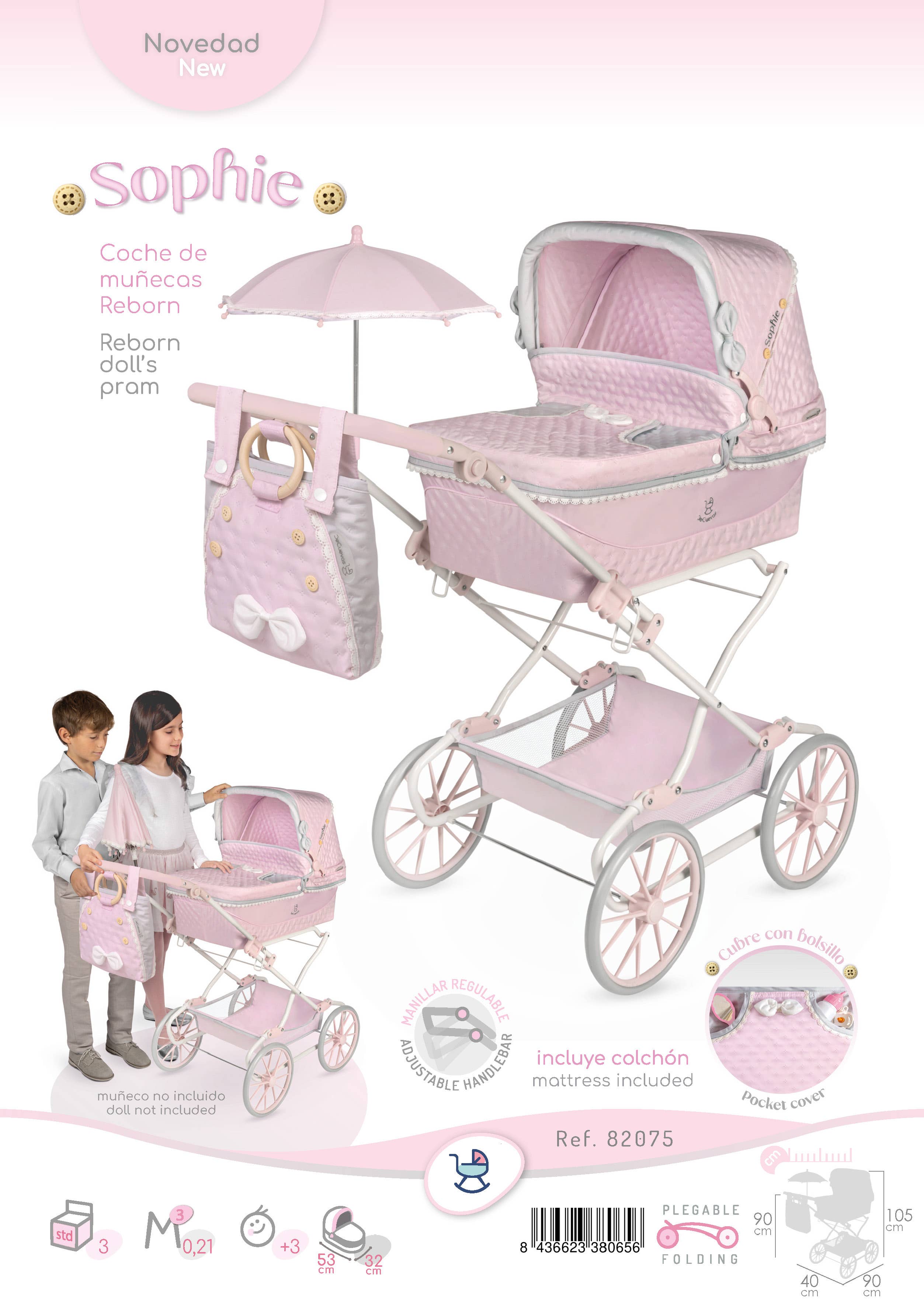 DeCuevas Toys - Wholesale Doll Stroller - Kids - 82075 - REBORN foldable doll stroller "Sophie"3