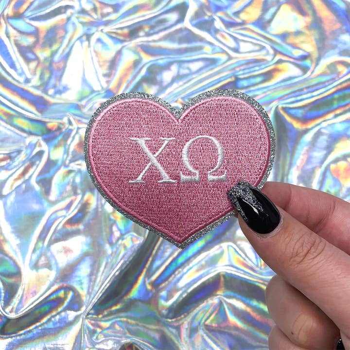 The Crafty Engineer - Wholesale Patch - Chi Omega Heart Sorority Iron-On Patch
