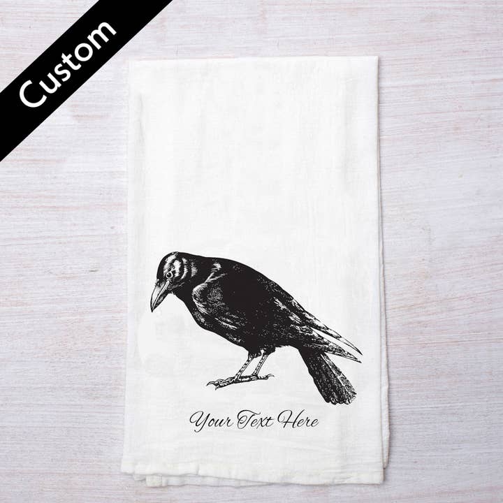 Customizable Tea Towel | Crow | Name Drop | Souvenir for wholesale by Counter Couture