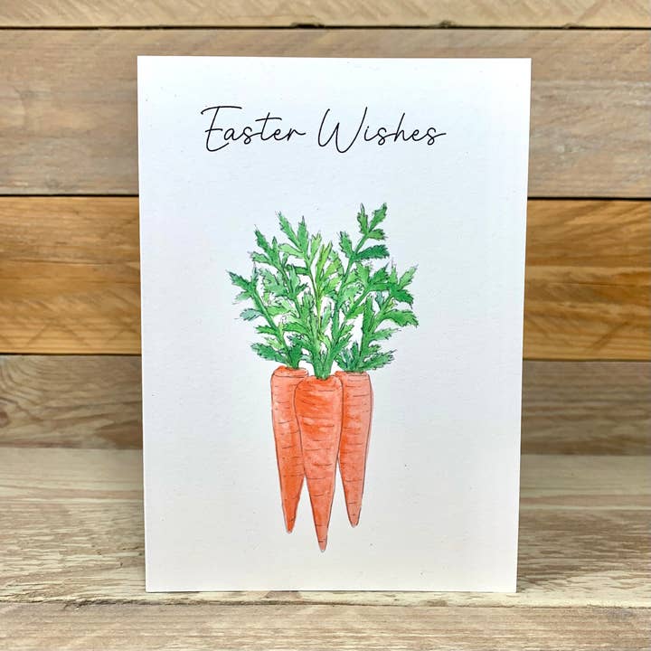 Notelet pasquale con carote e semi per la vendita all'ingrosso da parte di Arty Bee Designs