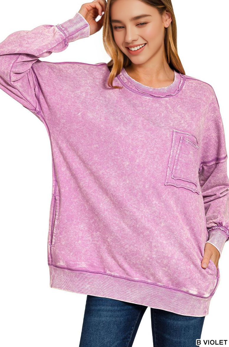 42POPS - Vendita all'ingrosso Felpa - Donna - Pullover in French Terry lavaggio acido.55