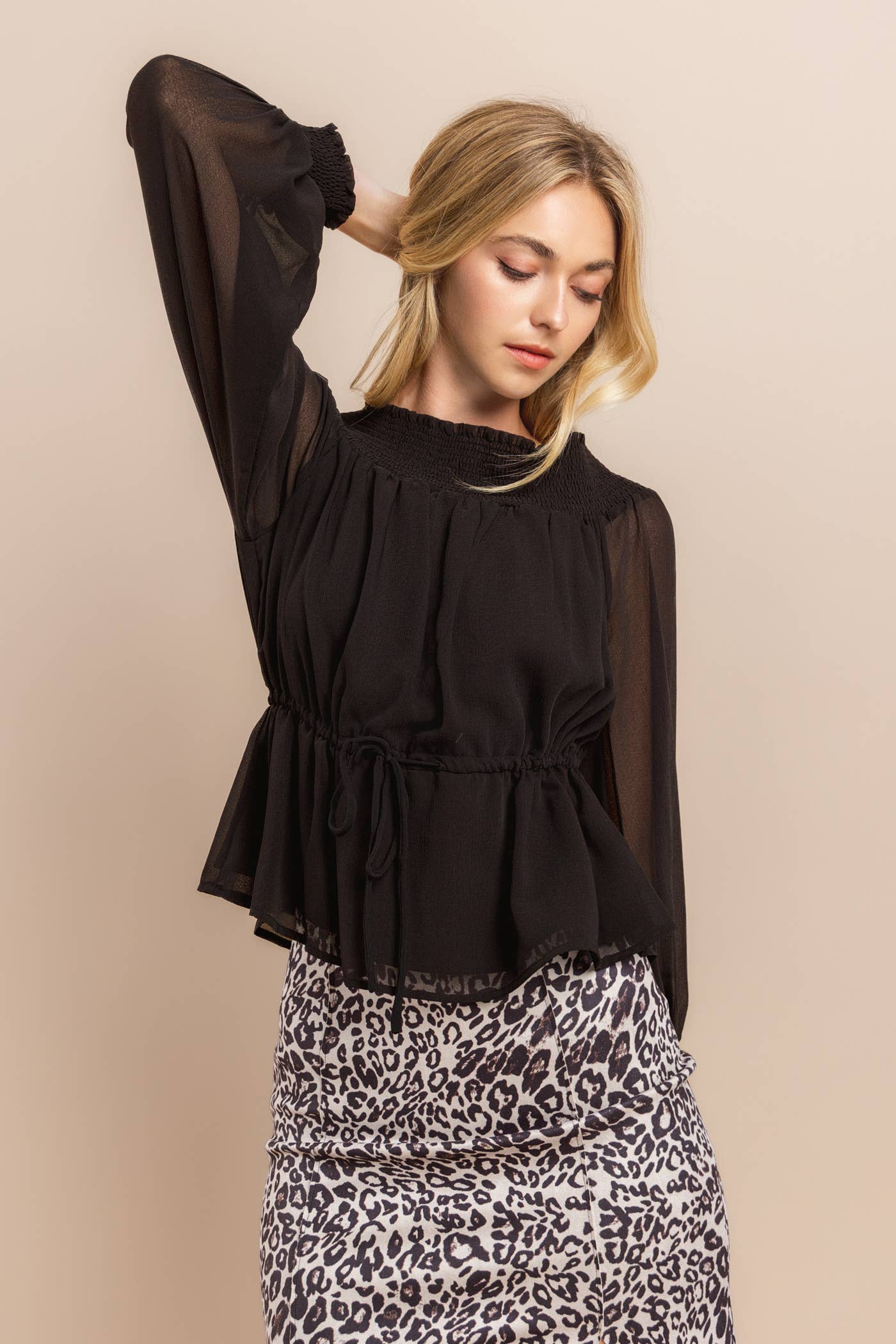 Black Off Shoulder Long Sleeve Top for wholesale on Faire10