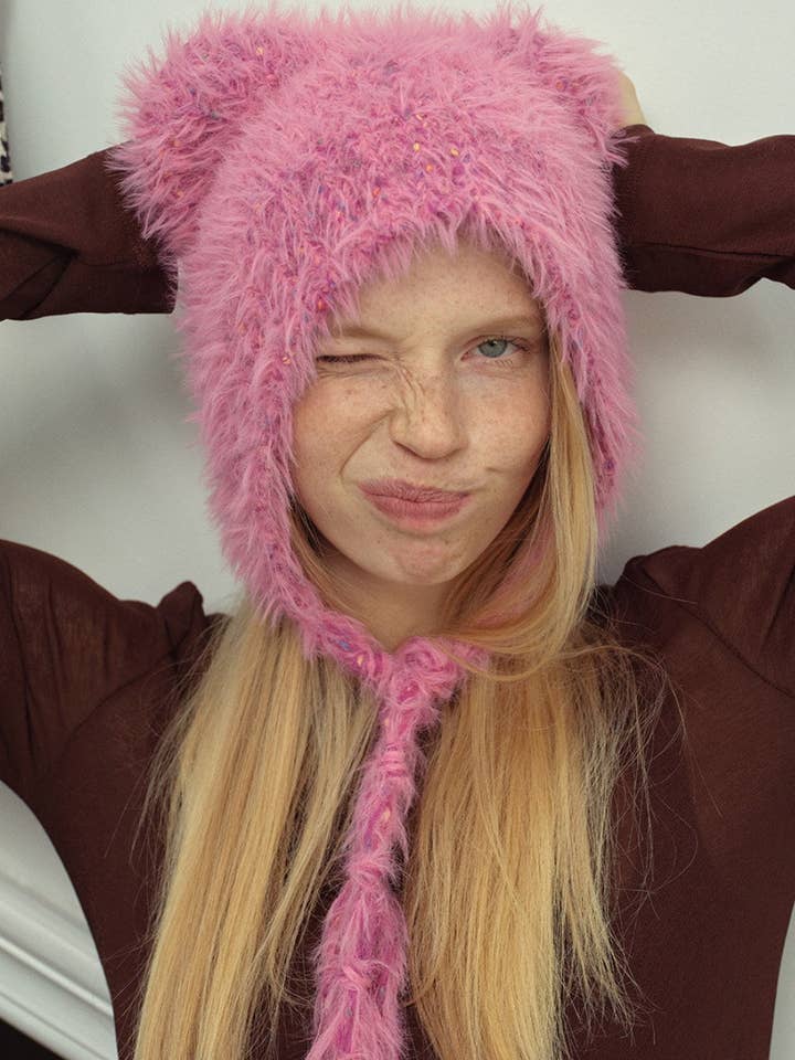 Solid Color Cute Sweet String Tie Knit Hat YH3050 for wholesale by Sweetkama