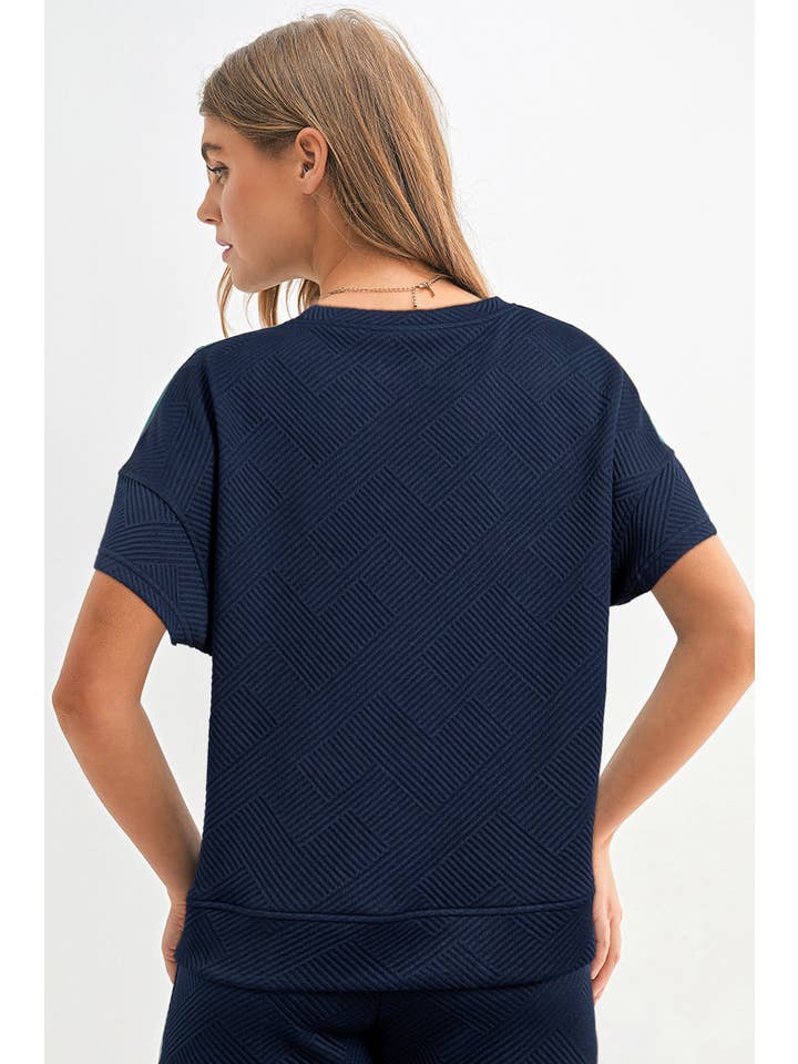 Aapparella - Wholesale Lounge Set - Women's - Women Multi-colored Textured T Shirt and Pants Set | S-2XL