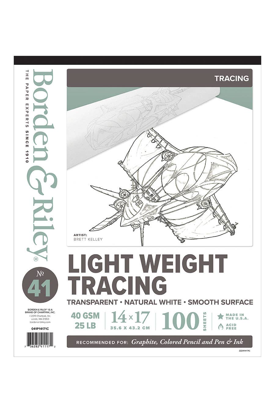 Chartpak, Inc. - Wholesale Sketchbook/Sketchpad - 41 Tracing 14x17, 25 lb./40 GSM, 100 ct in a tape bound pad