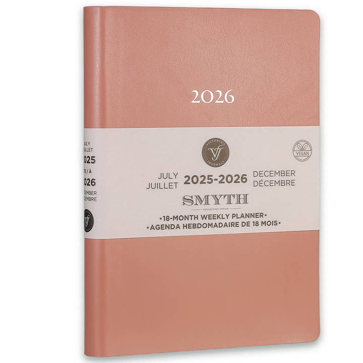 2025–2026 SMYTH Veckoplanerare – Flexi-omslag i bränd ros för wholesale av Victoria's Journals
