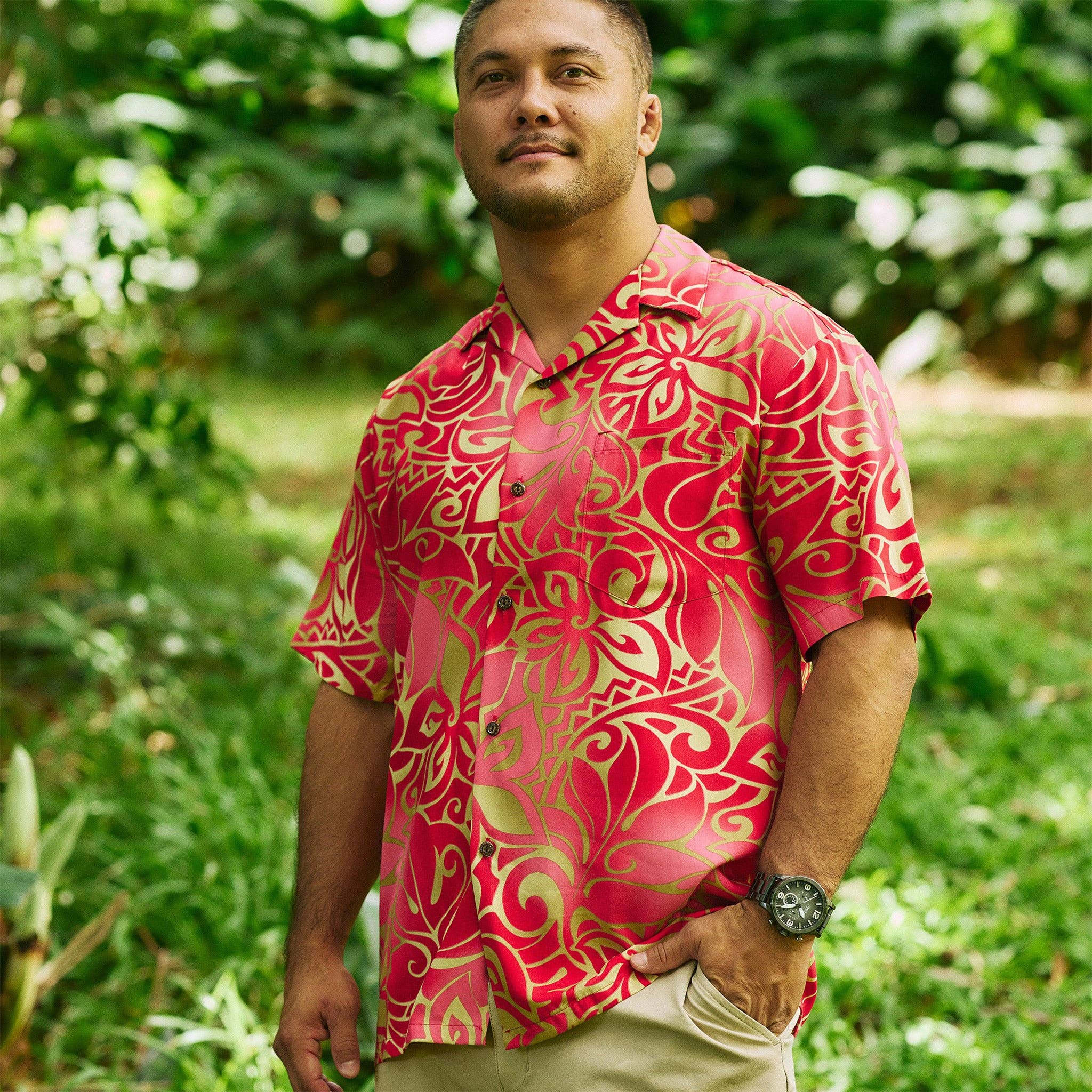 Hilo Hattie - Wholesale Button Down Shirt - Men's - Tribal Tiare Aloha Shirt4