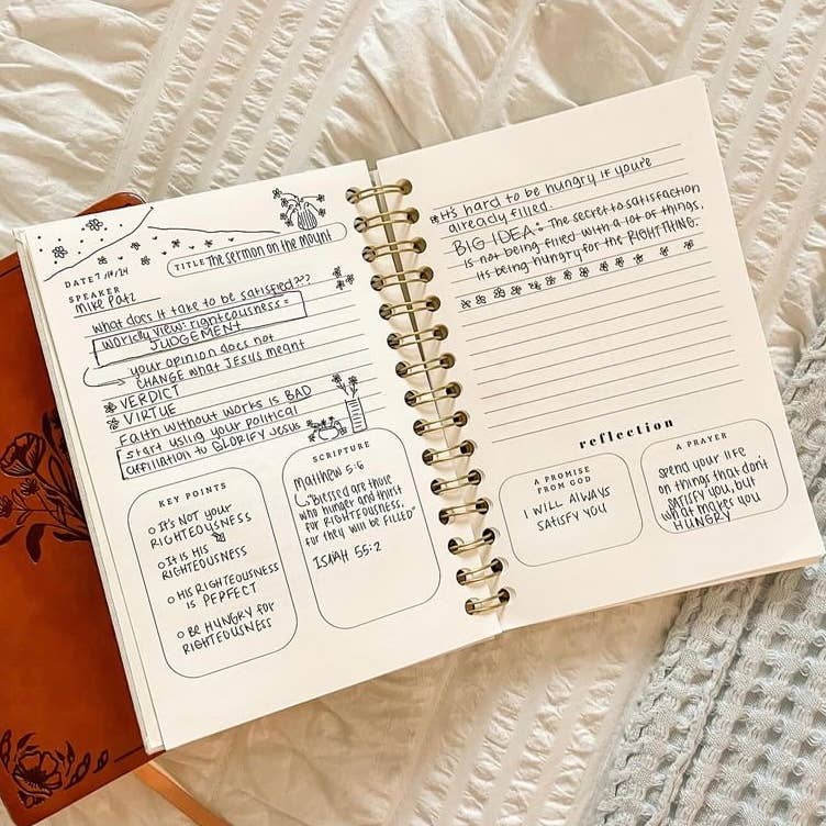 Steadfast and Sustained - Wholesale Journal/Diary - Church Notes Journal- White Spiral Linen- Christian Notebook11