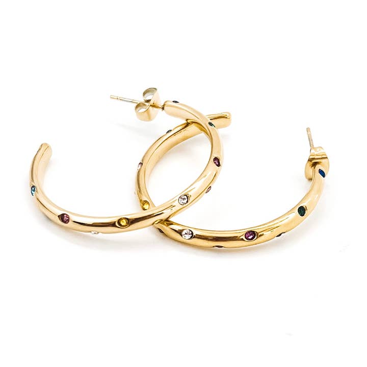 BELJOY - Wholesale Hoop Earrings - Elisha Diamond Crystal Hoop Earrings || Choose Color3