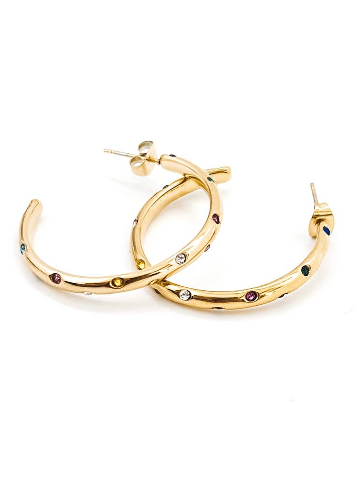 Elisha Diamond Crystal Hoop Earrings || Choose Color for wholesale by BELJOY