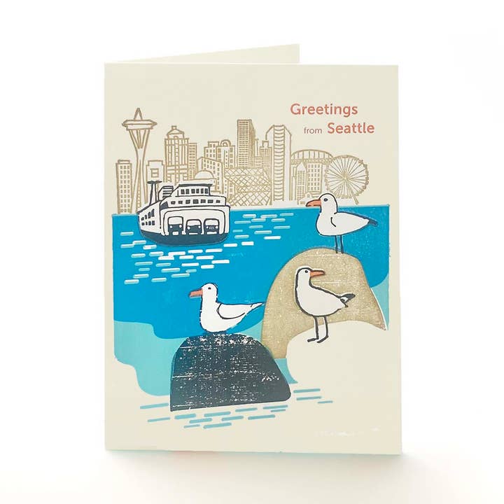 Seagulls, Seattle A2 Notecard for wholesale by Ilee Papergoods