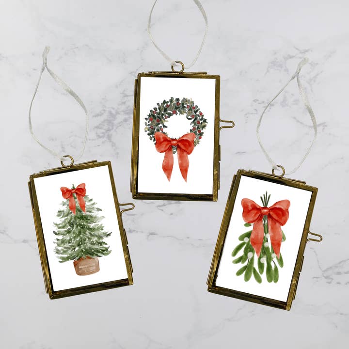 Vintage Christmas Ornament | Brass Hanging Frame | Set of 3 for wholesale by Janes Goods