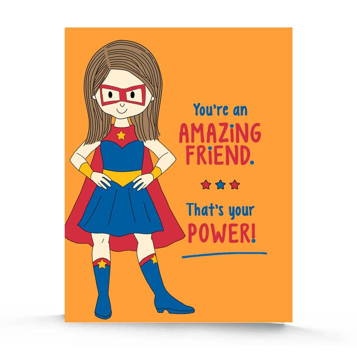 Carte d'anniversaire super héros pour fille - Orange pour la vente par Stacey M Design