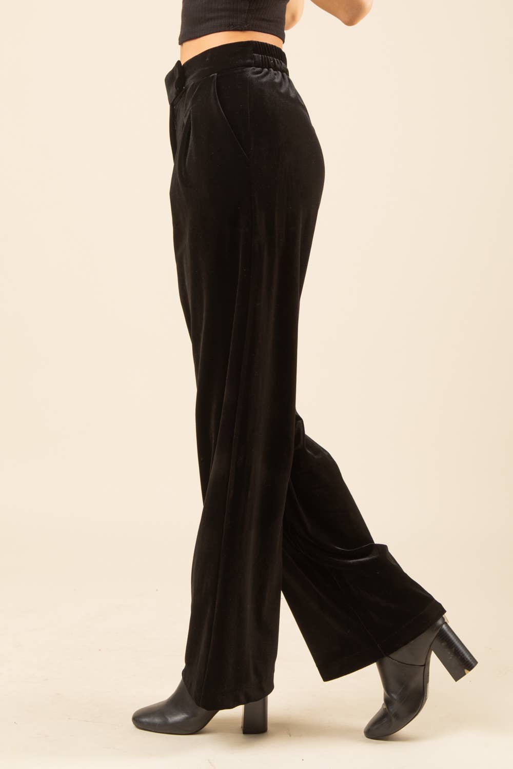 VERY J – wholesale Byxor - Dam – NP70304-hög midja sammet Holiday Party raka byxor14