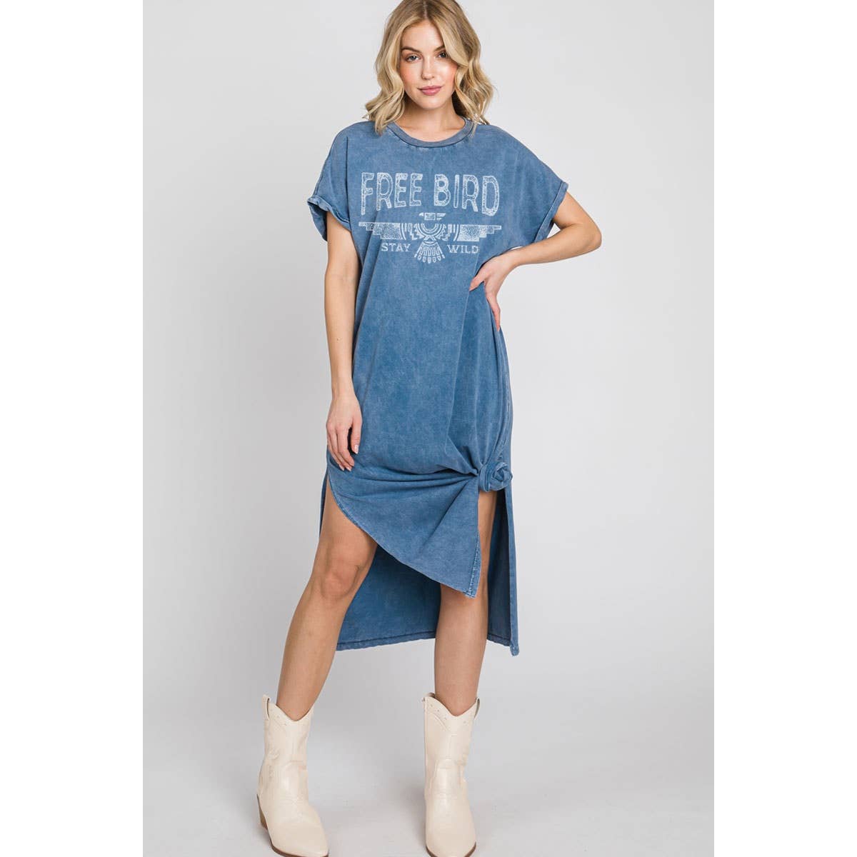 HRTandLUV - Vente Robe – femme - Robe graphique minérale FREE BIRD en coton1