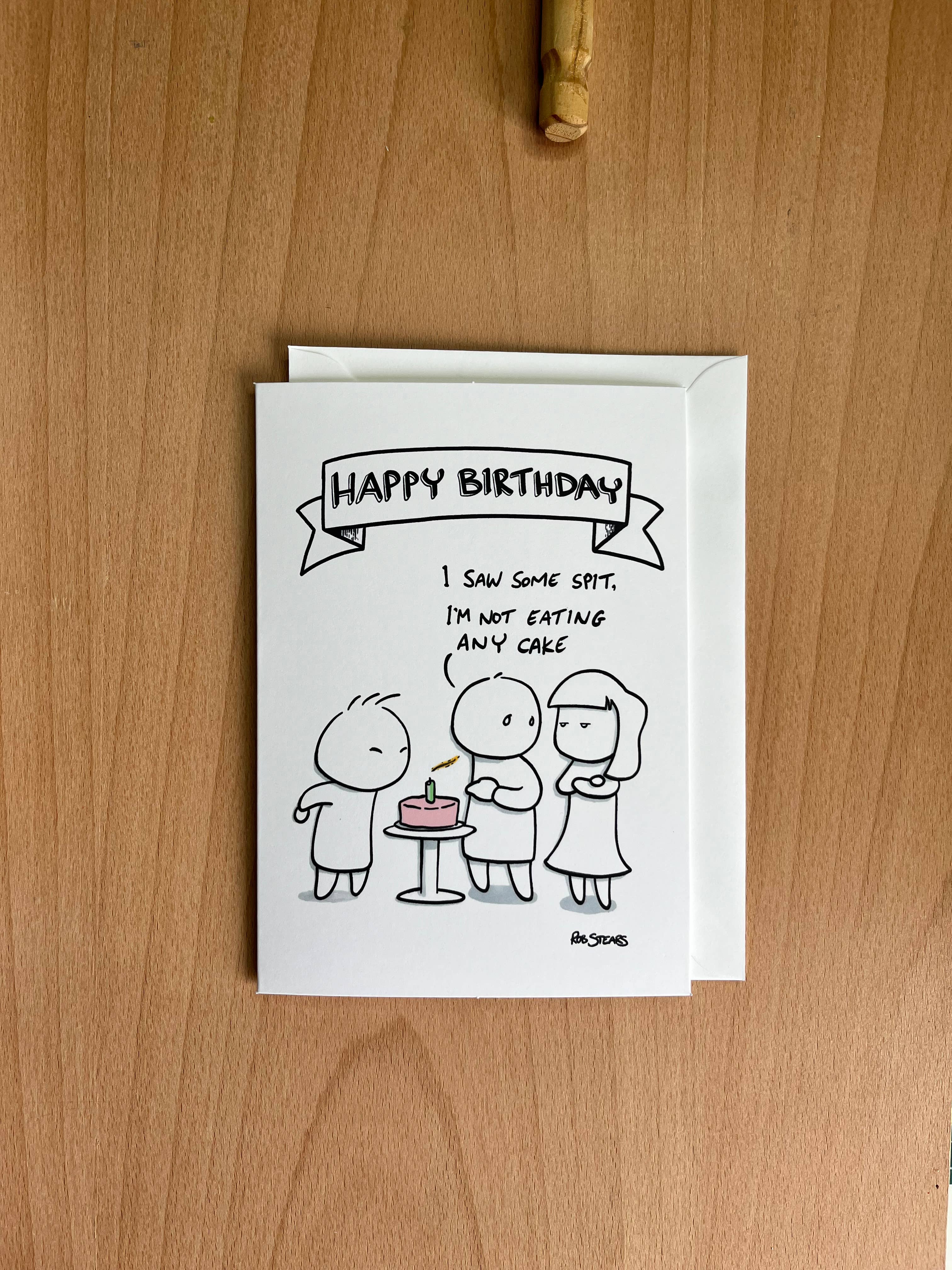 Rob Stears Illustration - Wholesale Birthday Card - Birthday Cake Spit0