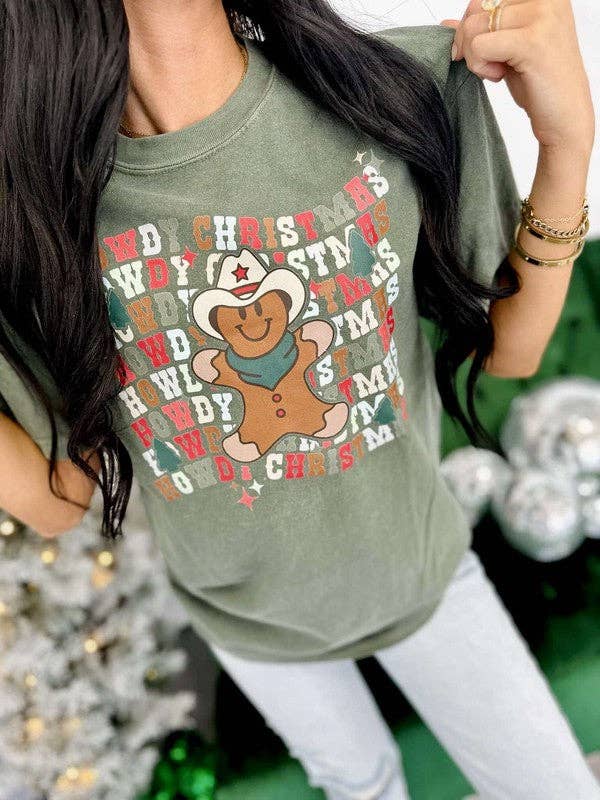 Howdy Christmas Gingerbread Man DTF T-Shirt für den Großhandel von Dash Forward Wholesale