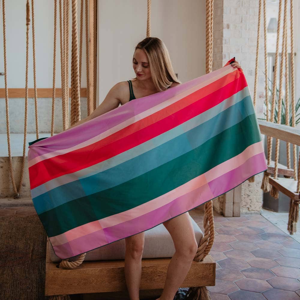 Retro Rainbow Color Block Beach Quick Dry Towel for wholesale on Faire1