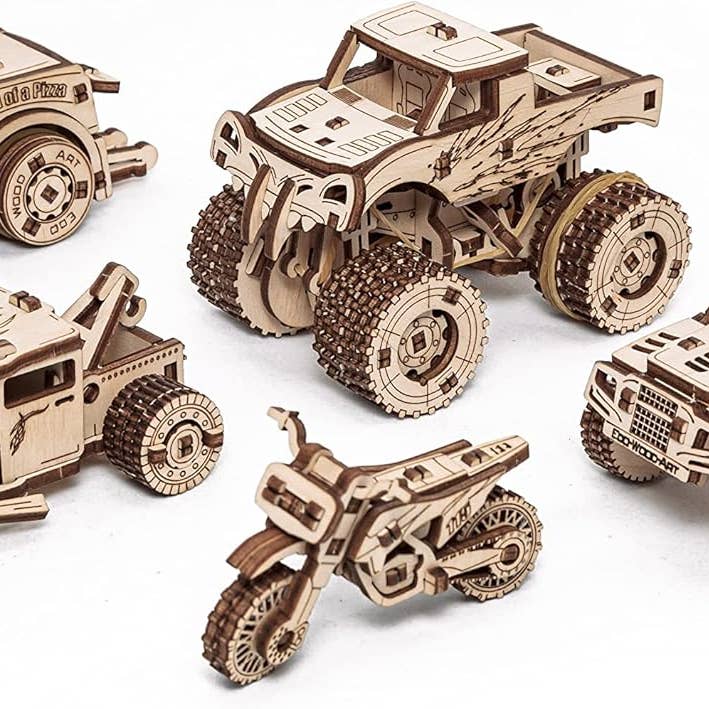 Eco Wood Art Construction Kit 5 Vehicle Set for wholesale by EWA Eco-Wood-Art