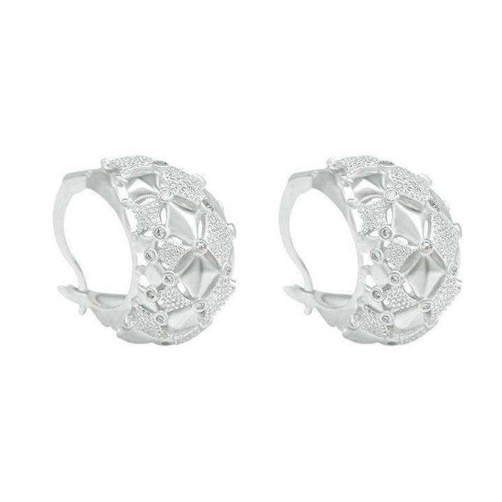 Veneziano GOLD Hoops - High quality hoops, Hand finished 18k WG Plated CZ hoops, Gold hoops, Simple Hoop Earrings. Bridal Gift for wholesale by TiaraBleu