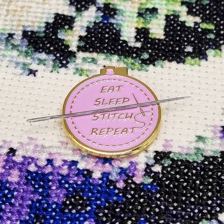 Eat Sleep Stitch Repeat Quote Needle Minder for Cross Stitch for wholesale by Meloca Designs