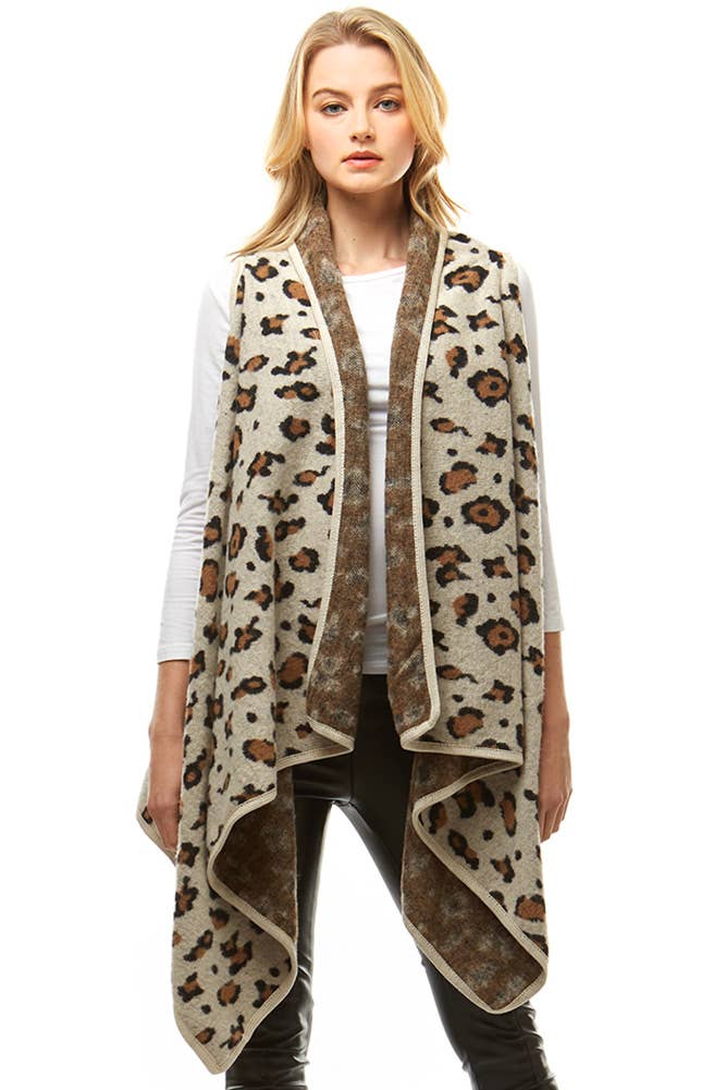 Hana - Vente Veste sans manches – femme - Gilet imprimé à motif léopard1