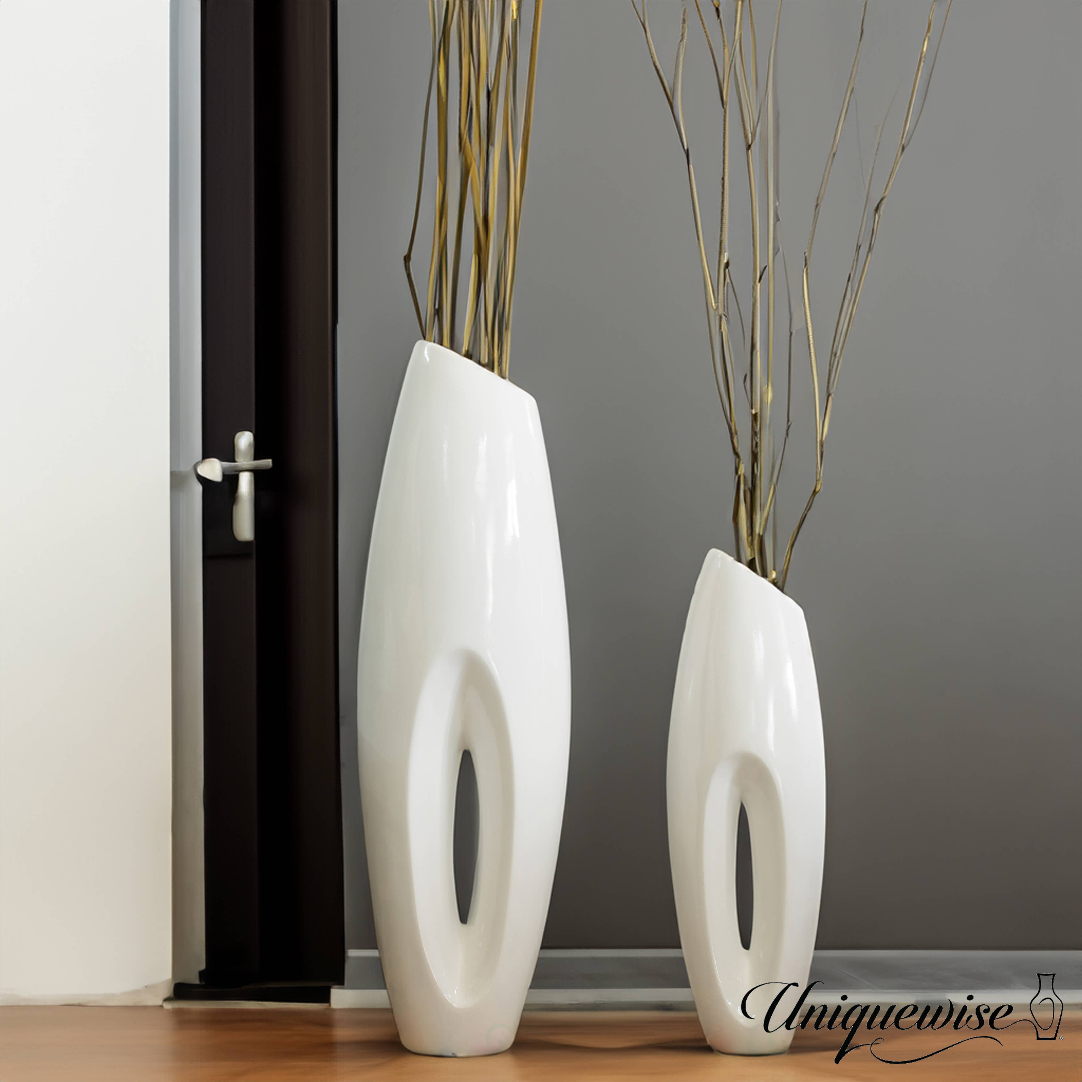 Quickway Imports - Wholesale Vase - 40 Inch Modern White Large Floor Vase2