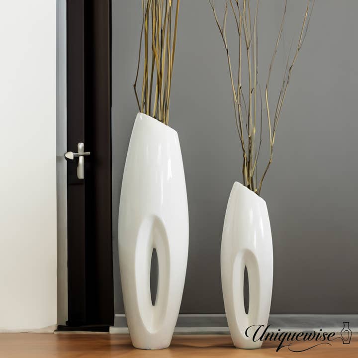 Quickway Imports - Wholesale Vase - 40 Inch Modern White Large Floor Vase2