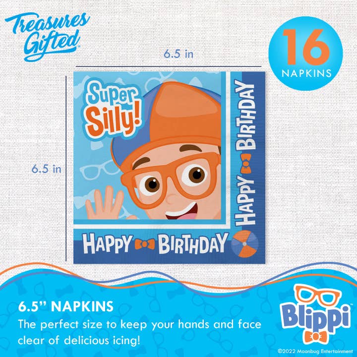Treasures Gifted - Wholesale Disposable Napkin - Blippi Napkins - 16pk - Blippi Party Supplies