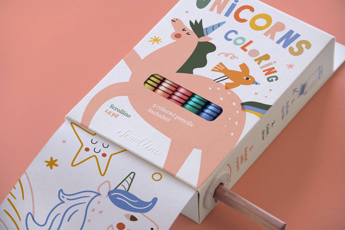 Scrollino - Vendita all'ingrosso Libro da colorare e attività - Bambini e neonati - Libro da colorare Scrollino unicorni2