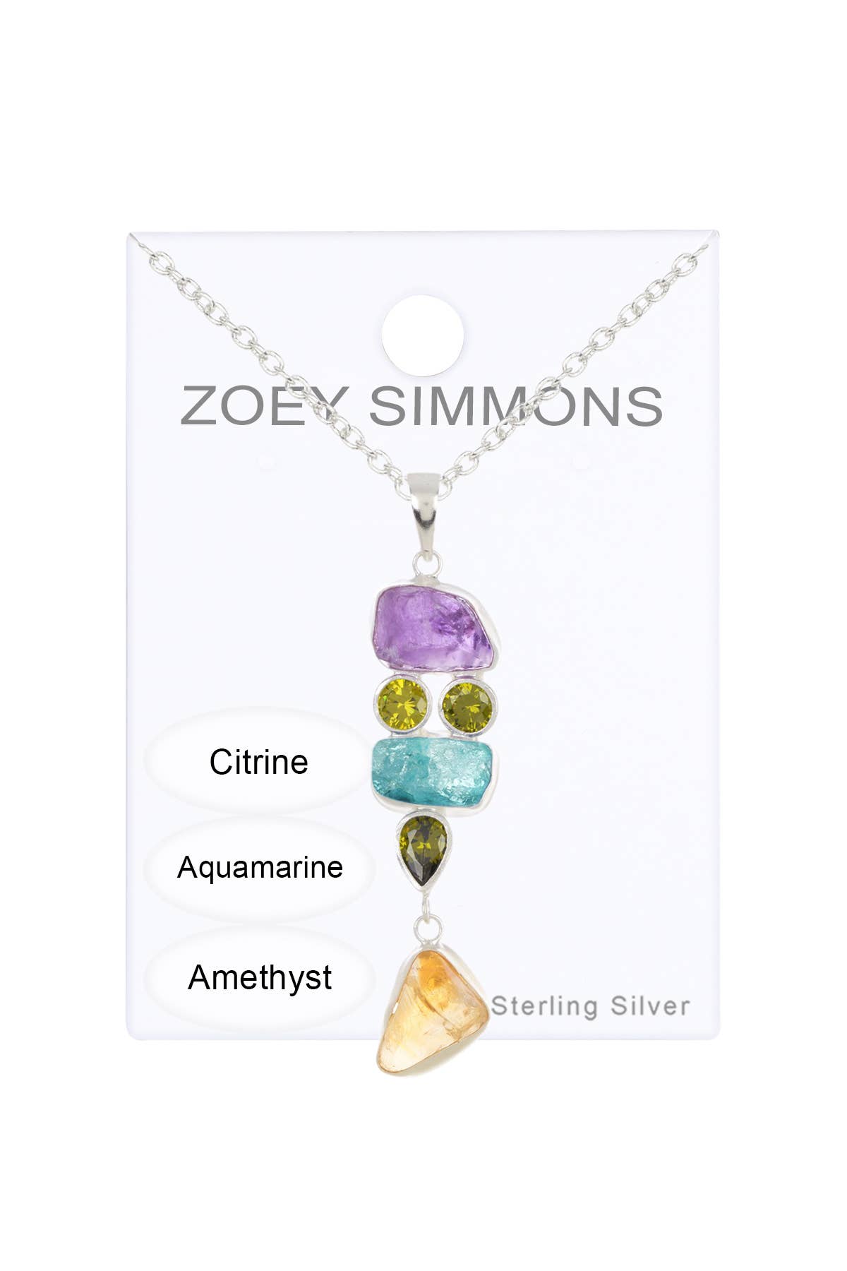 Zoey Simmons - Wholesale Pendant/Charm Necklace - Sterling Silver & Mixed Gemstone Shiva Pendant Necklace - SS2