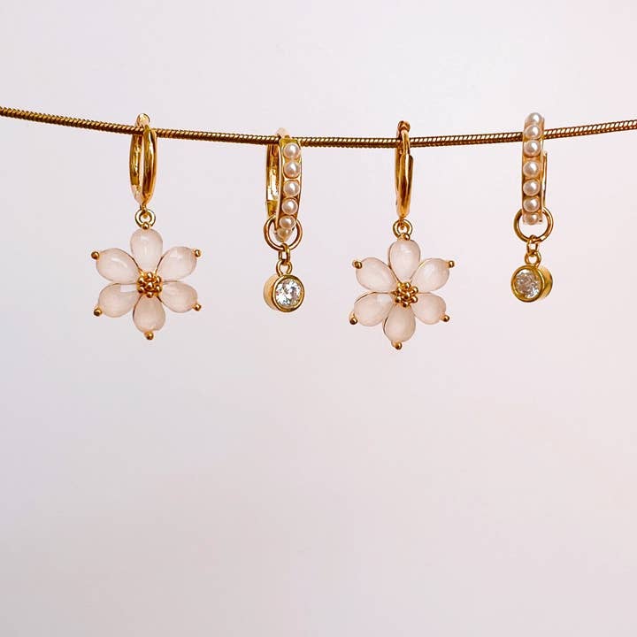 Gold Adelina white earrings for wholesale on Faire4