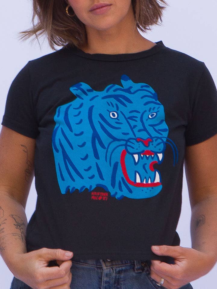 Culk - Wholesale Screen Printed T-Shirt - Women's - Blue Tiger Women's Tee Black8