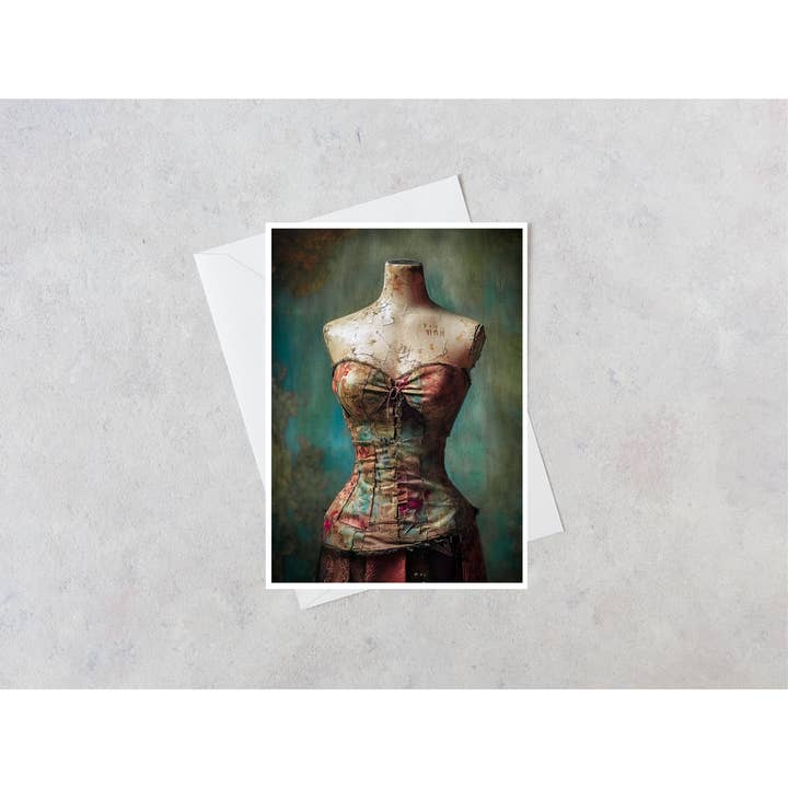 Salty Alyce - Wholesale Everyday Greeting Card - Rustic Rose Corset Blank Card RA64