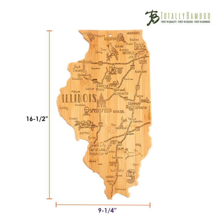 Totally Bamboo - Wholesale Cutting Board - Destination Illinois Cutting Board with Engraved Artwork
