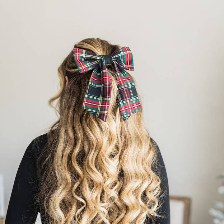 Grace & Grandeur - Wholesale Hair Bow - Women's - HOLIDAY '24: Grace & Grandeur Tartan Lucy Bow Barrette