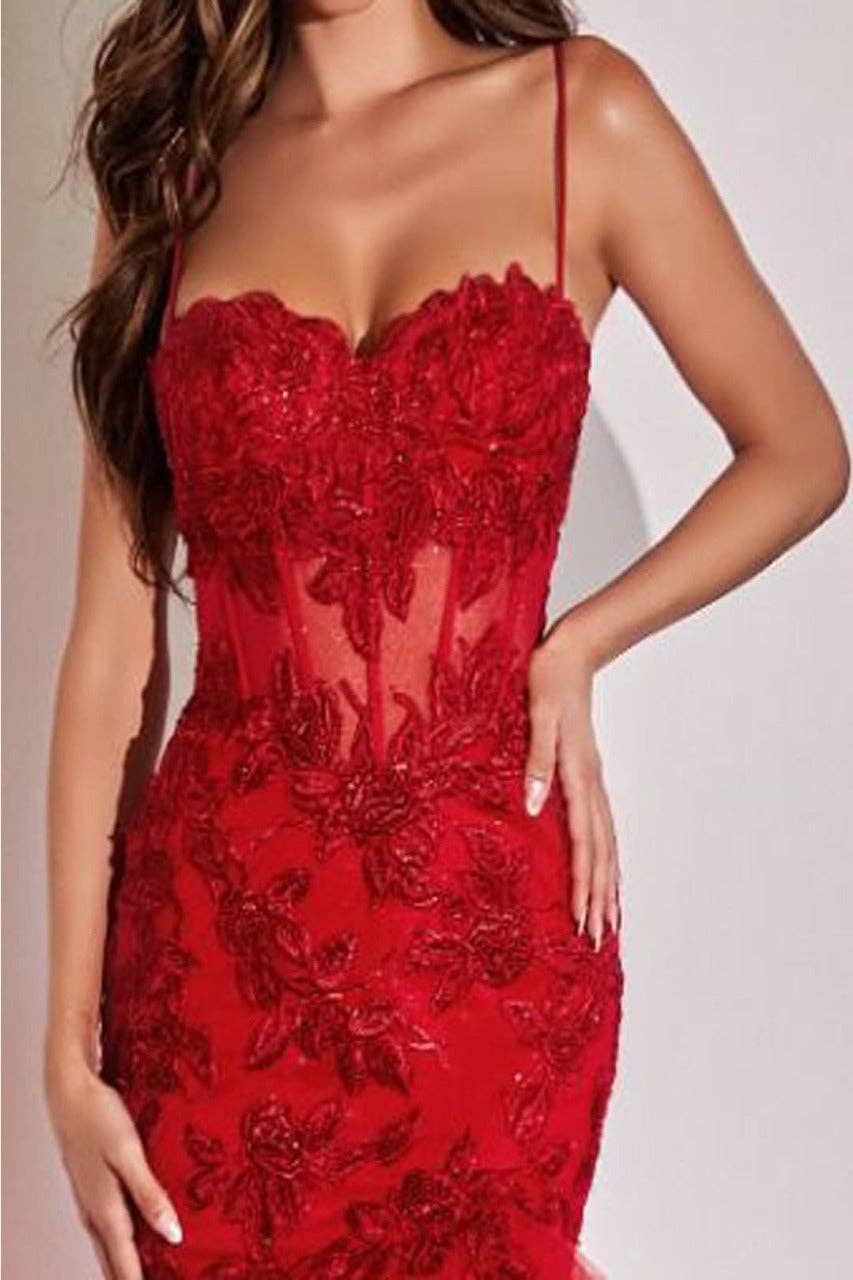 LA Merchandise - Wholesale Gown - Women's - LA Merchandise LAR8915 Beaded Rose Lace Sleeveless Prom Gown4