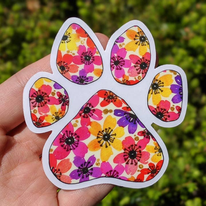 Dog pet Paw floral vinyl sticker for wholesale by Nina Belle Designs