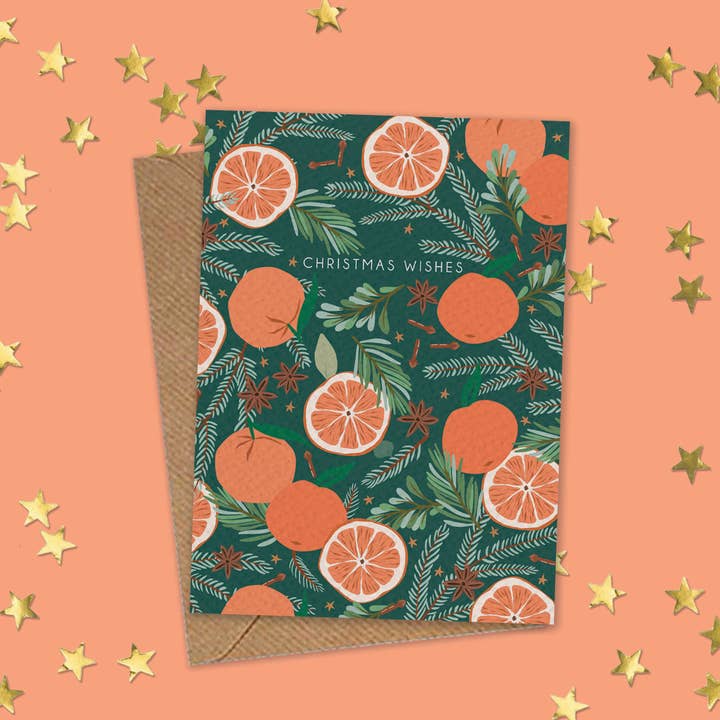 CLEMENTINE CHRISTMAS WISHES GREETINGS CARD for wholesale by Oh So Daisy