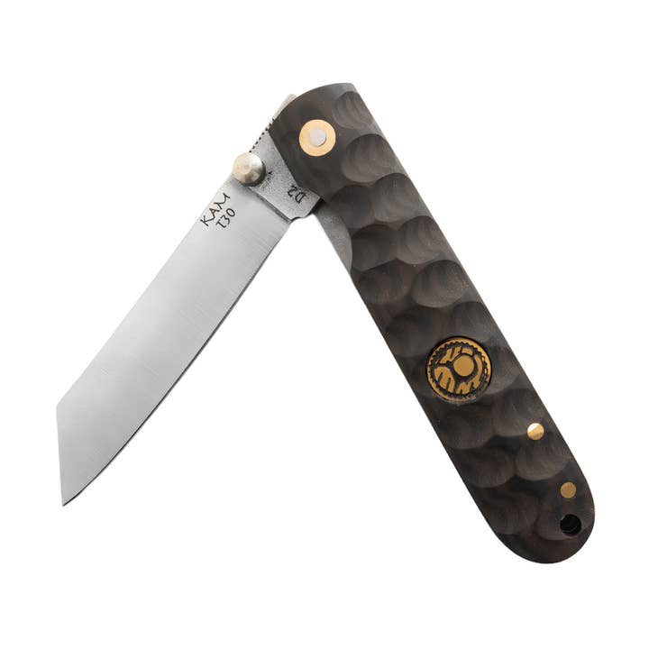 Kam Knife - T30 - D2 Steel - Katsu Brown Handle for wholesale by FEVUP CO.