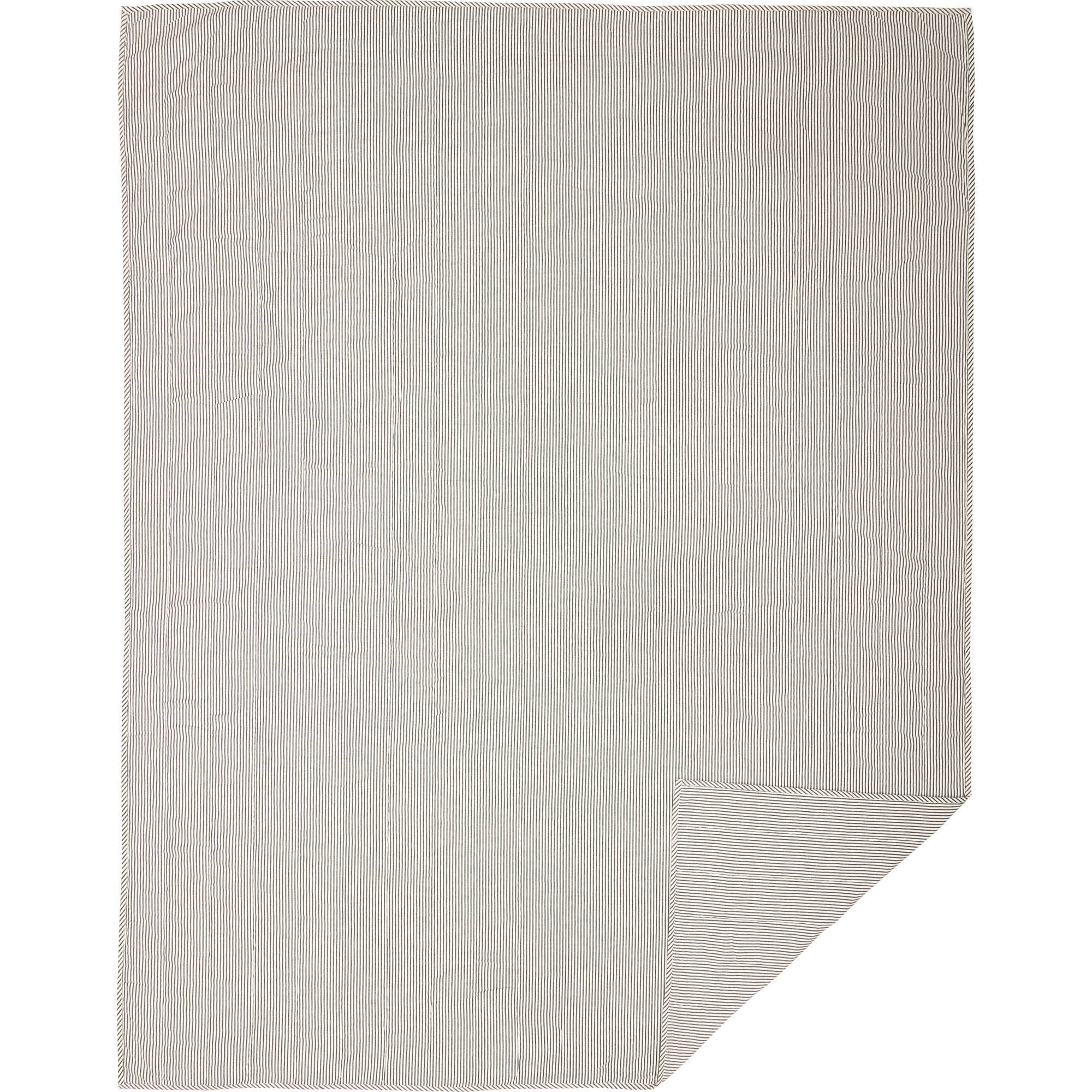 VHC Brands - Wholesale Coverlet - Hatteras Seersucker Blue Ticking Stripe Twin Quilt Coverlet 68Wx86L2