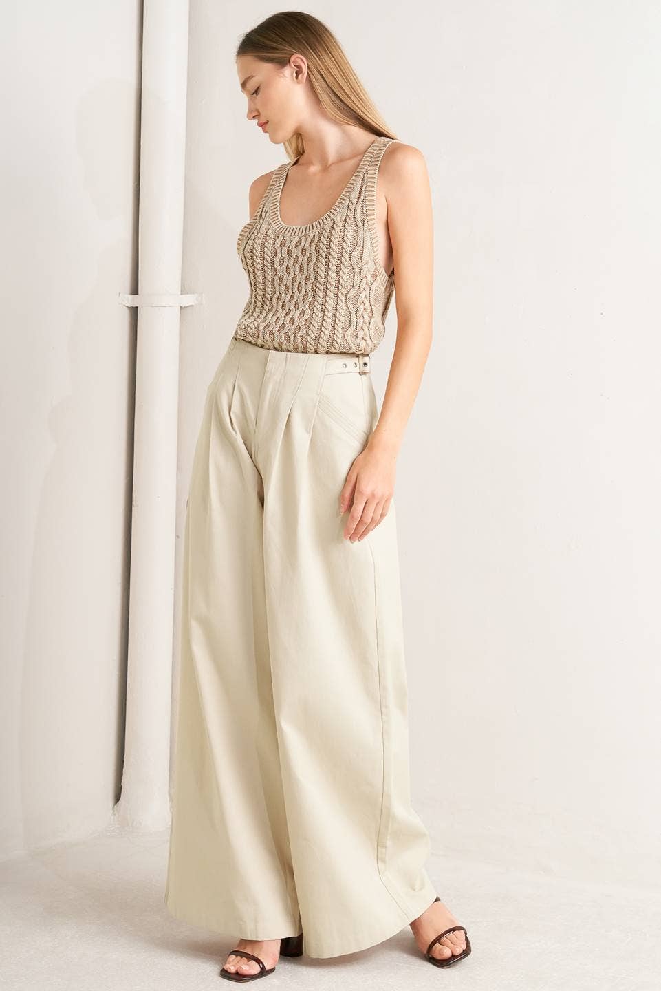 A solid woven pant - FP1897 LIGHT BEIGE for wholesale on Faire3