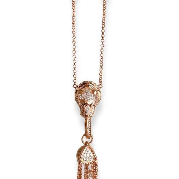 Collier rose lustre léopard pour la vente par Chatoyant
