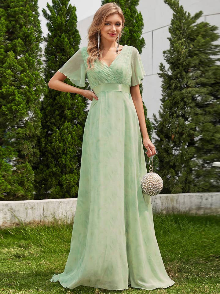 Ever-Pretty - Wholesale Gown – Women's - Double V-Neck Ruffles Chiffon Bridesmaid Dress80