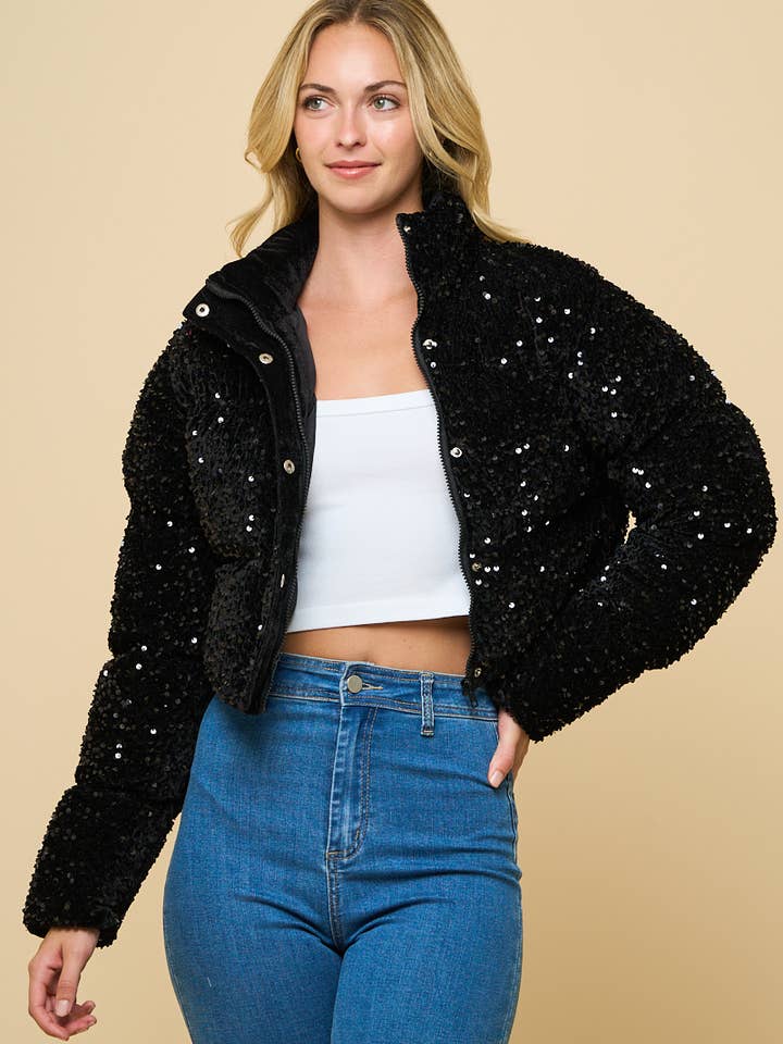 2643 - SEQUIN PUFFER JACKET for wholesale by ANWND