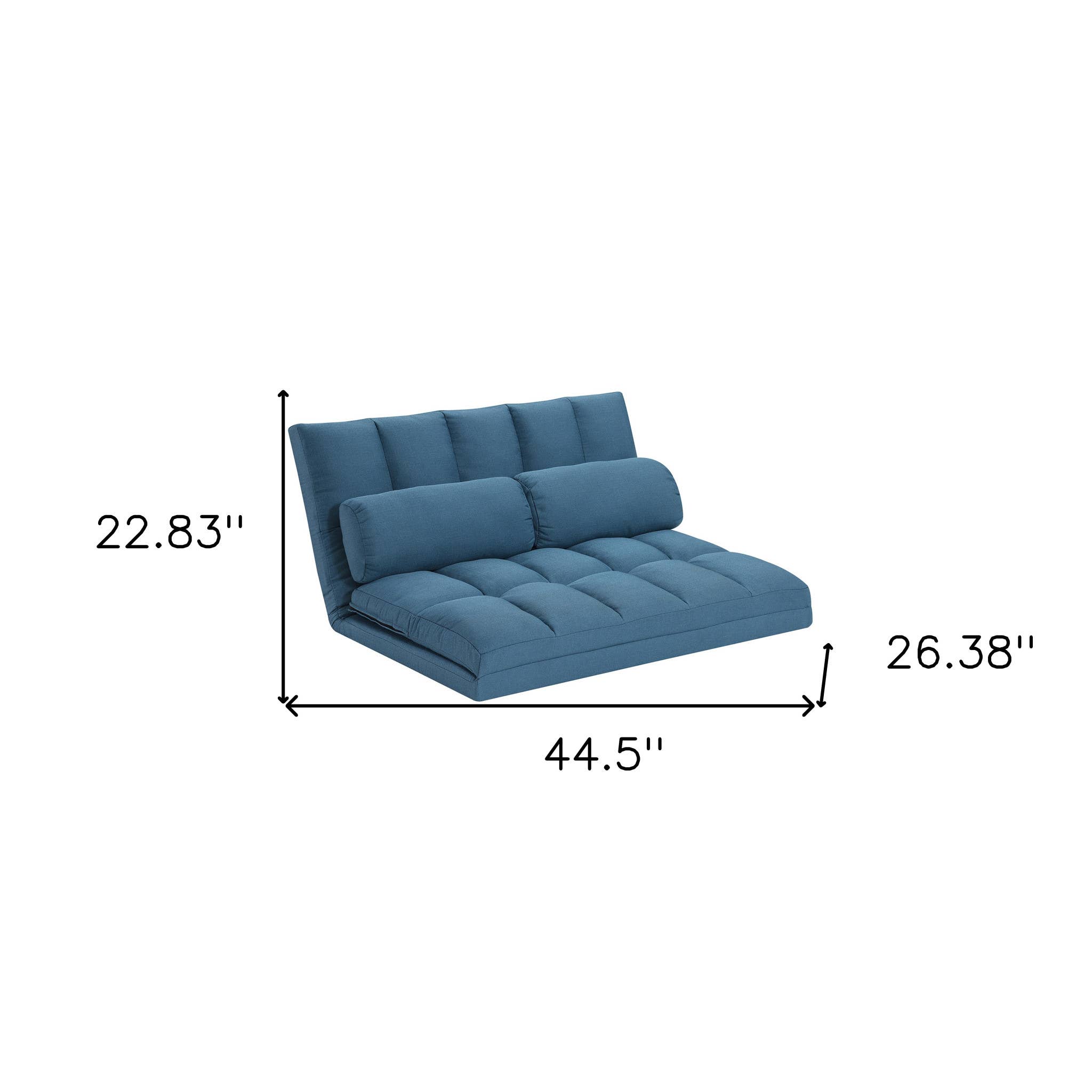 HomeRoots - Wholesale Sofa - 45" Blue Futon Convertible Sleeper Loveseat and Toss Pillows3