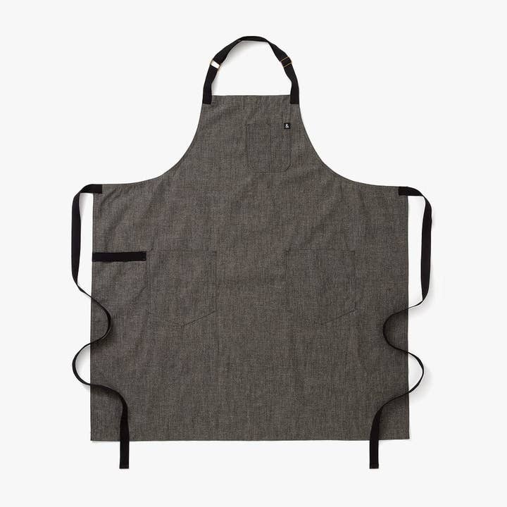 The Big Apron - Black Salt Chambray for wholesale by Hedley & Bennett